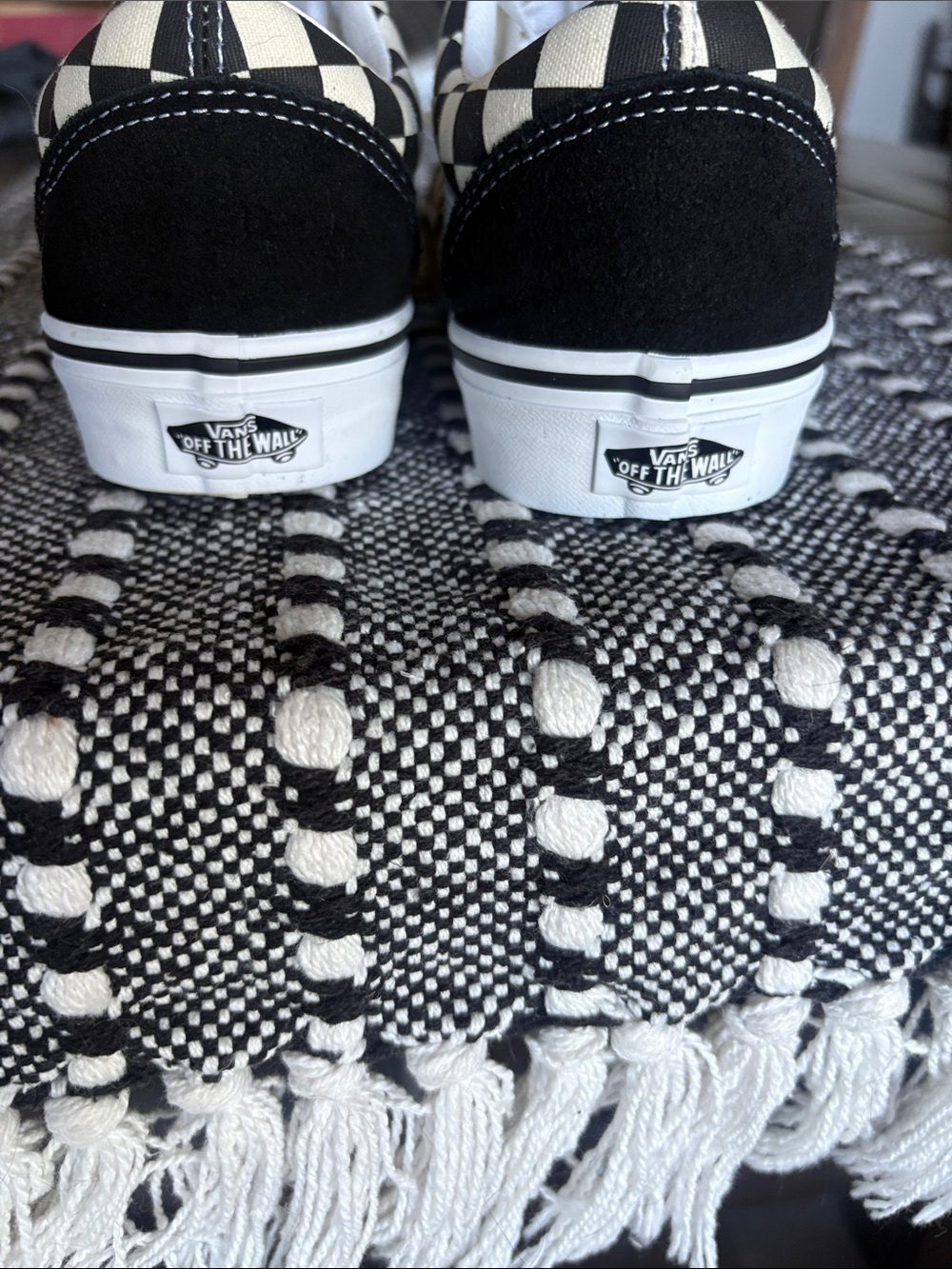 NWOT Vans Checkerboard Old Skool Sneakers - Black & White - Picture 4 of 7